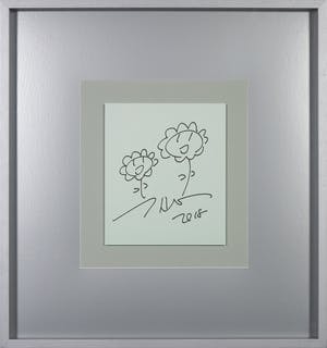 Takashi Murakami - Originele tekening in viltstift, Flowers - Ingelijst (incl. catalogus) kopen? Bied vanaf 1!