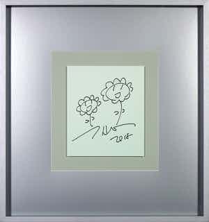 Takashi Murakami - Originele tekening in viltstift, Flowers - Ingelijst (incl. catalogus) verkocht voor € 1!