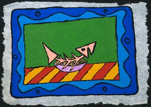 Piet Quekel - Lot van drie gouaches op rijstpapier, A spermwhale / Potvisch kopen? Bied vanaf 40!