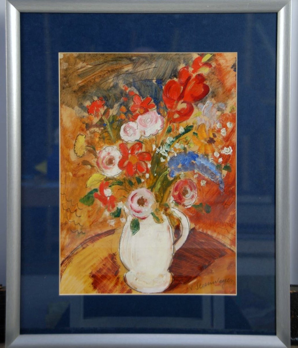 Gust Van Steenwegen - OLIE "VAAS MET BLOEMEN" kopen? Bied vanaf 95!