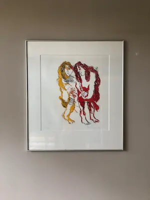 Jan Sierhuis - Grote kleurets met twee figuren (in passe-partout gelijst) kopen? Bied vanaf 100!