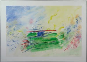 Gijs Keizer - Acryl op papier, Groen eiland - Ingelijst (Groot) kopen? Bied vanaf 1!