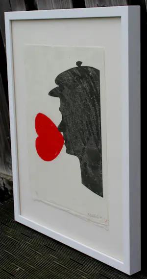 Klaas Gubbels - Ingelijste houtdruk: Hartenman - 2015(nieuwe lijst!) kopen? Bied vanaf 695!