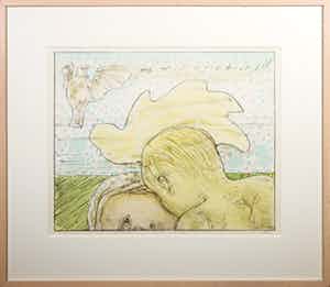 Co Westerik - Litho, Hanekam - Ingelijst verkocht voor € 250!