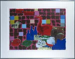 Cees Dolk - Zeefdruk, Dish 5 - Ingelijst verkocht voor € 35!