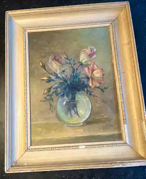 Jan Bleys - Bloemstilleven in glazen vaas – Olieverf op doek vendu pour 100€ !