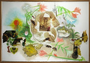 Bernard Werners - & Marc Mulders : Gouache en collage, Lente - Ingelijst (Zeer groot) kopen? Bied vanaf 100!