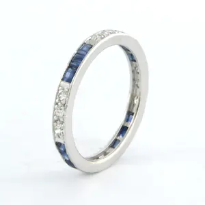 BWG witte ring met saffier en single cut geslepen diamanten tot. 0.20ct kopen? Bied vanaf 185!