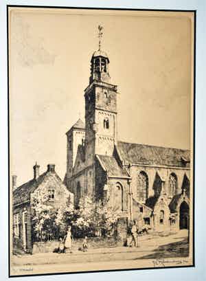 Hendrikus Roodenburg - Nicolaïkerk Utrecht - ets uit 1954 - genummerd 34 verkocht voor € 50!