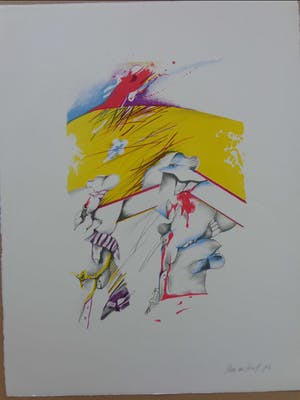 Pierre van Soest - FIGURATIE / KLEURLITHO / 66x50cm / SIG / 1972 kopen? Bied vanaf 21!