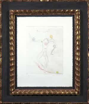 Henk Visch - Ingekleurde ets, Too Late - Ingelijst (inclusief gesigneerde kaart) verkocht voor € 150!