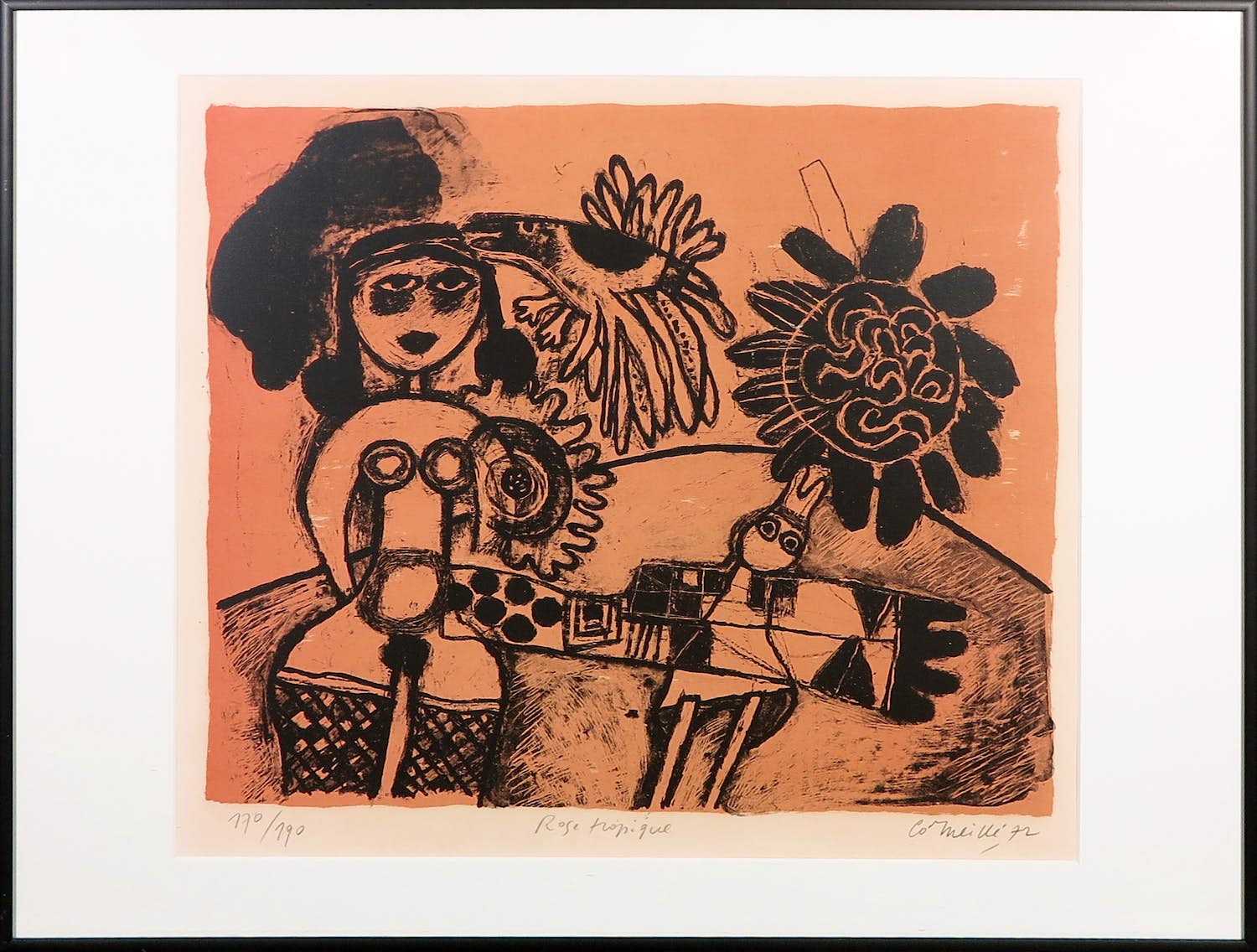 Corneille - Litho, Rose Tropique - Ingelijst kopen? Bied vanaf 250!