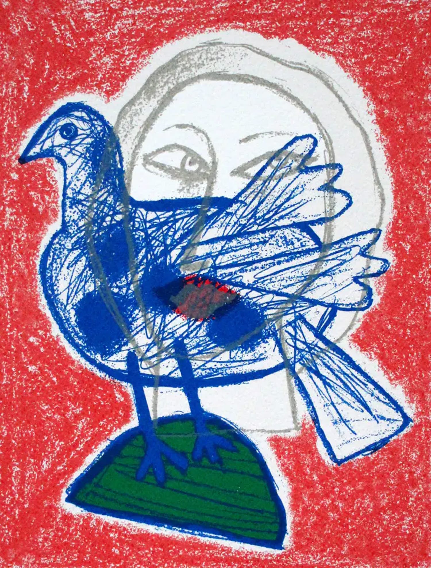 Corneille - zeefdruk: Regard sur L' oiseau verkocht voor € 175!