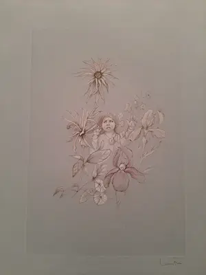 Leonor Fini - Ets, Titel, "Fillette aux fleurs" (Meisje met bloemen). kopen? Bied vanaf 45!