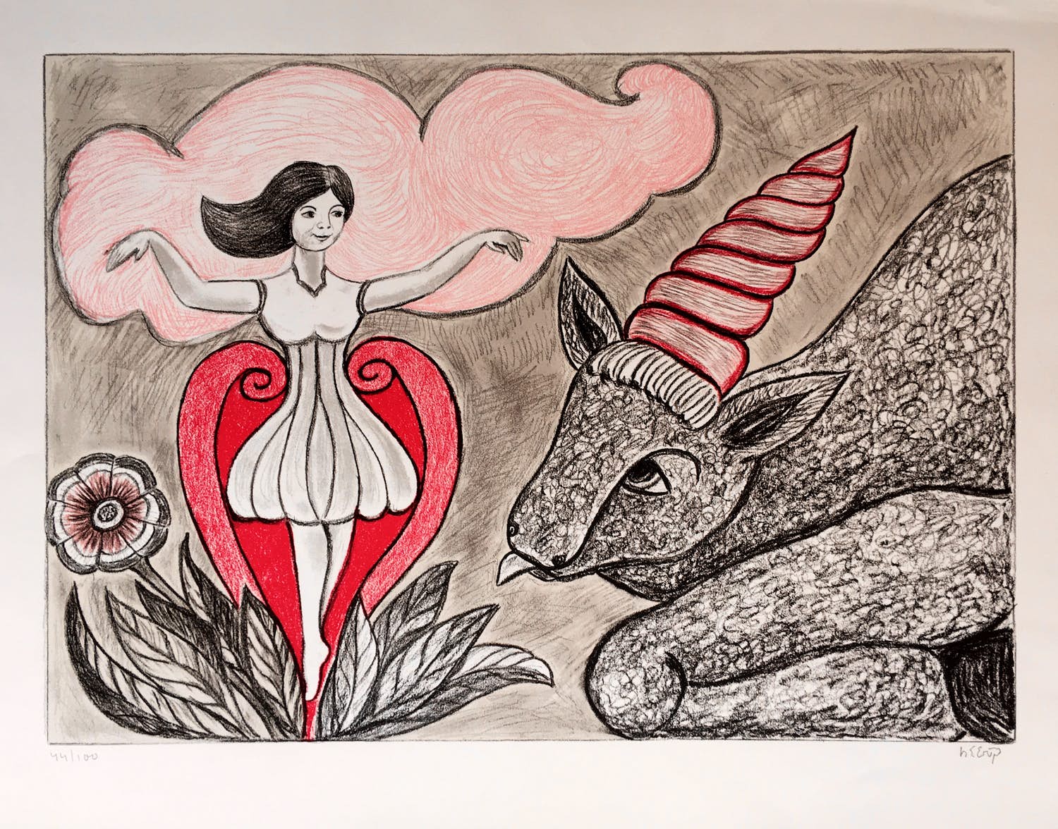 Henry Heerup - fraaie litho - ‘Fabelwezens’ - oplage 100 verkocht voor € 150!