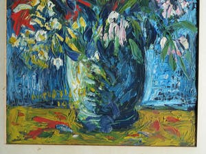 Niet of onleesbaar gesigneerd - Ingelijst, olieverf op papier , Bloemstilleven – Turkije? – 1978 kopen? Bied vanaf 1!