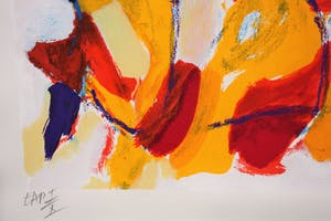 Jan Cremer - Grote zeefdruk van kleurrijk tulpenveld '98 kopen? Bied vanaf 375!