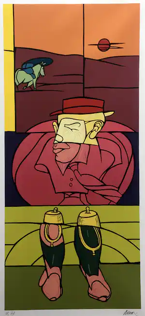 Valerio Adami - ‘Riding Boots’ - 1992 - zeer groot - let op conditie verkauft für € 51!