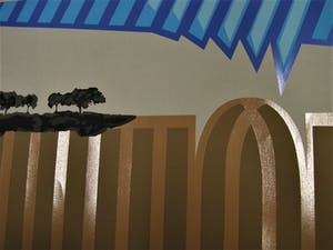 Theo van den Akker - Vituoos Zaans Graficus - Serigrafie - beperkte oplage - "Luchtspiegeling" kopen? Bied vanaf 10!