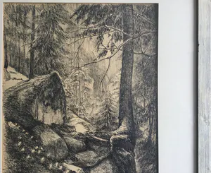 Freek Souwer - Bostafereel | pentekening jaren '60 - ingelijst kopen? Bied vanaf 49!