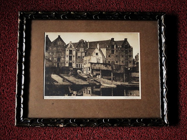 Petrus Johannes Teunissen - Prachtige ca. 1920 Ets "Amsterdam het Bickerseiland" gesigneerd kopen? Bied vanaf 1!