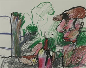 Anton Martineau - Pastelkrijt op papier, Z.T. Man met baret - Ingelijst (Groot) kopen? Bied vanaf 1!