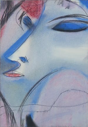 Theo van der Nahmer - Pastel/krijt op papier, Vrouw nr. 1 - Ingelijst kopen? Bied vanaf 35!
