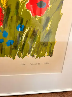 Ellen Meuwese - Bloemen zeefdruk met witte lijst kopen? Bied vanaf 40!