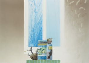 Haye Gemser - Aquarel, Stilleven met Chinees landschap - Ingelijst kopen? Bied vanaf 1!