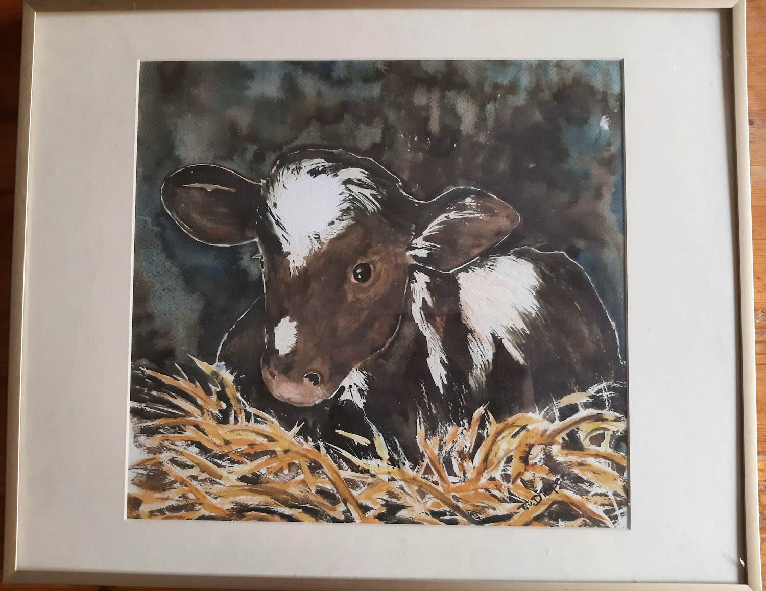 Tine van Diepen-Alderliefste - Gouache Kalfje op stro kopen? Bied vanaf 100!