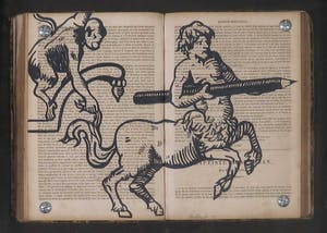 Jan Bollaert - Gemengde techniek/tekening in opengeslagen boek, Montauban - Ingelijst kopen? Bied vanaf 50!