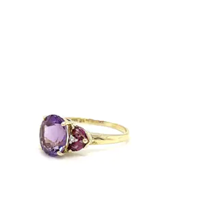 Colorful modern Ring in 9 Karat (375) with Amethyst and Topas - as new kopen? Bied vanaf 100!