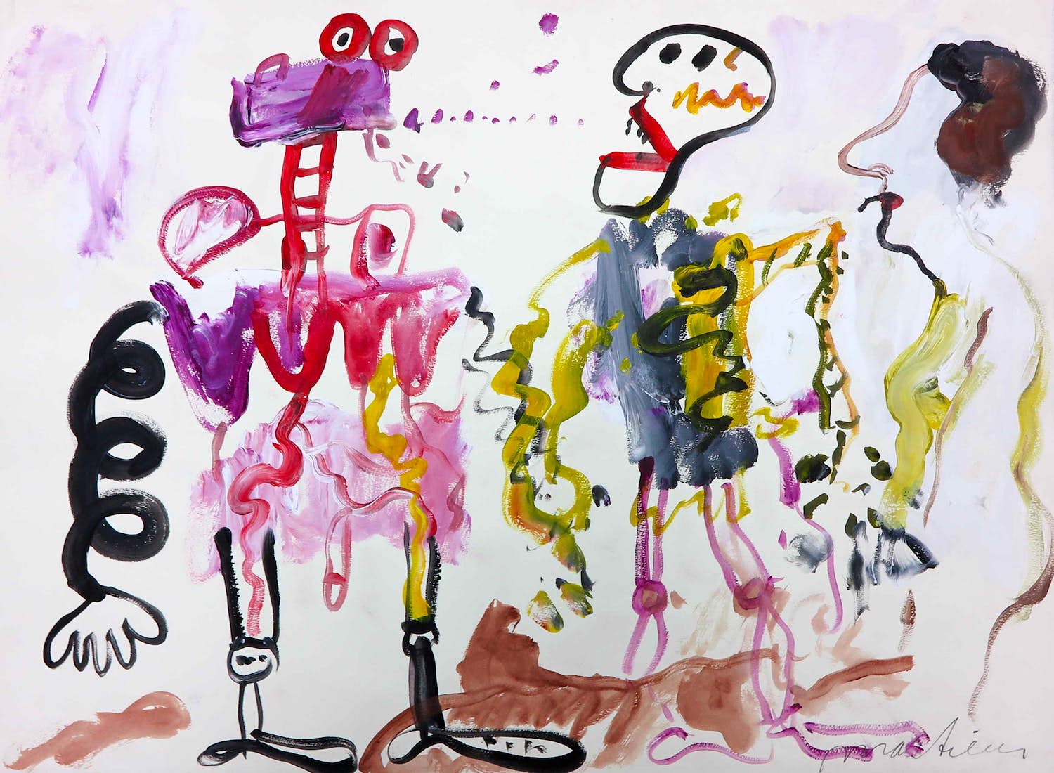 Anton Martineau - Gouache, Zonder titel verkocht voor € 100!