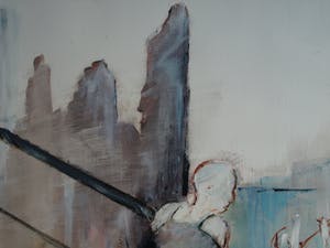 Ton van der Werf - Acrylverf op papier , “Zonder titel” – GROOT & ingelijst kopen? Bied vanaf 100!