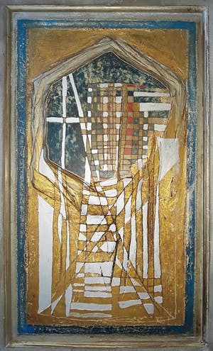 Wessel Dijkstra - Geometrisch abstract compositie, olieverf op 3D sculptuur (ingelijst) kopen? Bied vanaf 125!