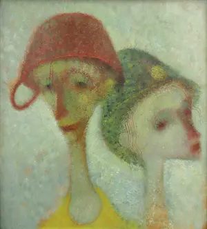 Aad de Haas - Olieverf op board, Twee clowns - Ingelijst kopen? Bied vanaf 5000!