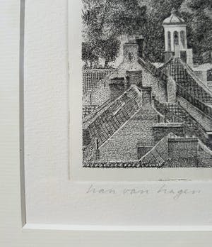 Han van Hagen - Dorpsgezicht, ets (prachtig ingelijst) kopen? Bied vanaf 80!