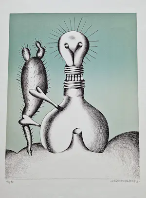 Walter Goossens - in beperkte (70) oplage gemaakte surrealistische kleuren lithografie - gesigd kopen? Bied vanaf 36!
