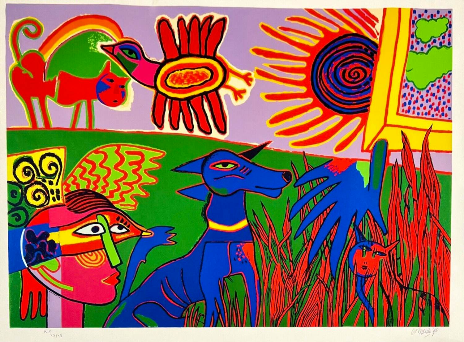 Corneille - Le chien bleu / De blauwe hond 1990 - Genummerde editie 45 ex AO verkocht voor € 200!