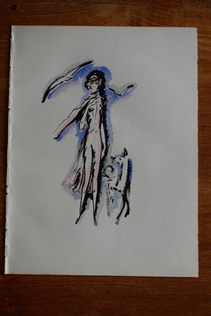 Kees van Dongen - Pochoir - Vrouw met hond - 1925 kopen? Bied vanaf 300!