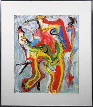 Jan te Wierik - Acryl op papier, Zonder titel - Ingelijst kopen? Bied vanaf 700!