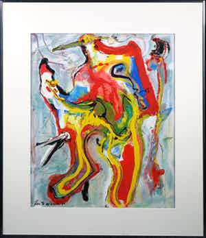 Jan te Wierik - Acryl op papier, Zonder titel - Ingelijst verkocht voor € 700!