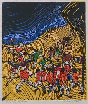 Gunther Borst - Linosnede, Strandlopers kopen? Bied vanaf 1!