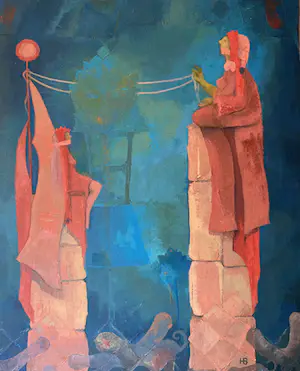AcheterHelga Bartsch-Schäfers - Groot schilderij - acrylverf op doek - gesigneerd - zonder titel? Enchérissez de 100!