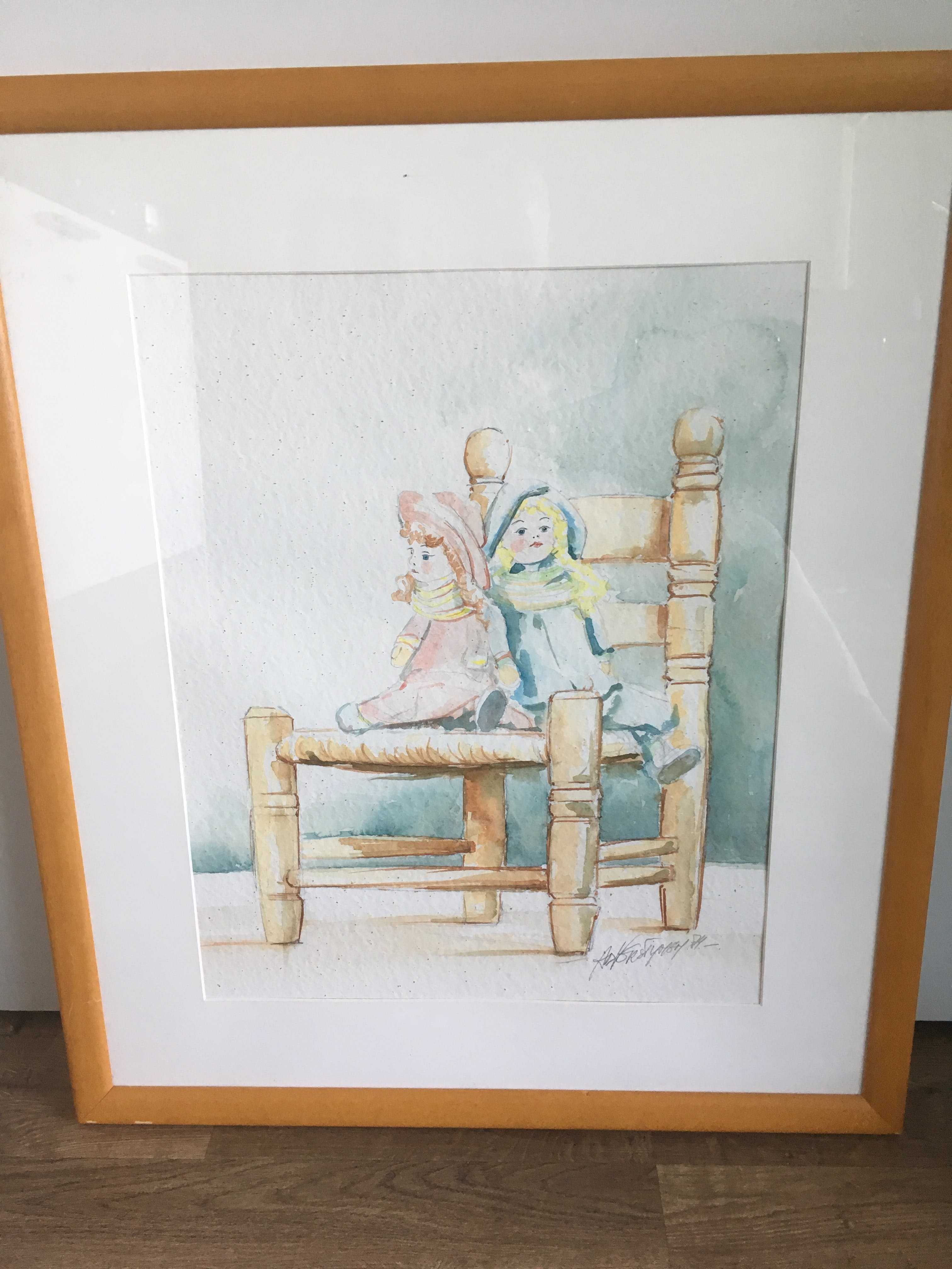 Ad Verstijnen - Aquarel met poppen, ingelijst. kopen? Bied vanaf 35!