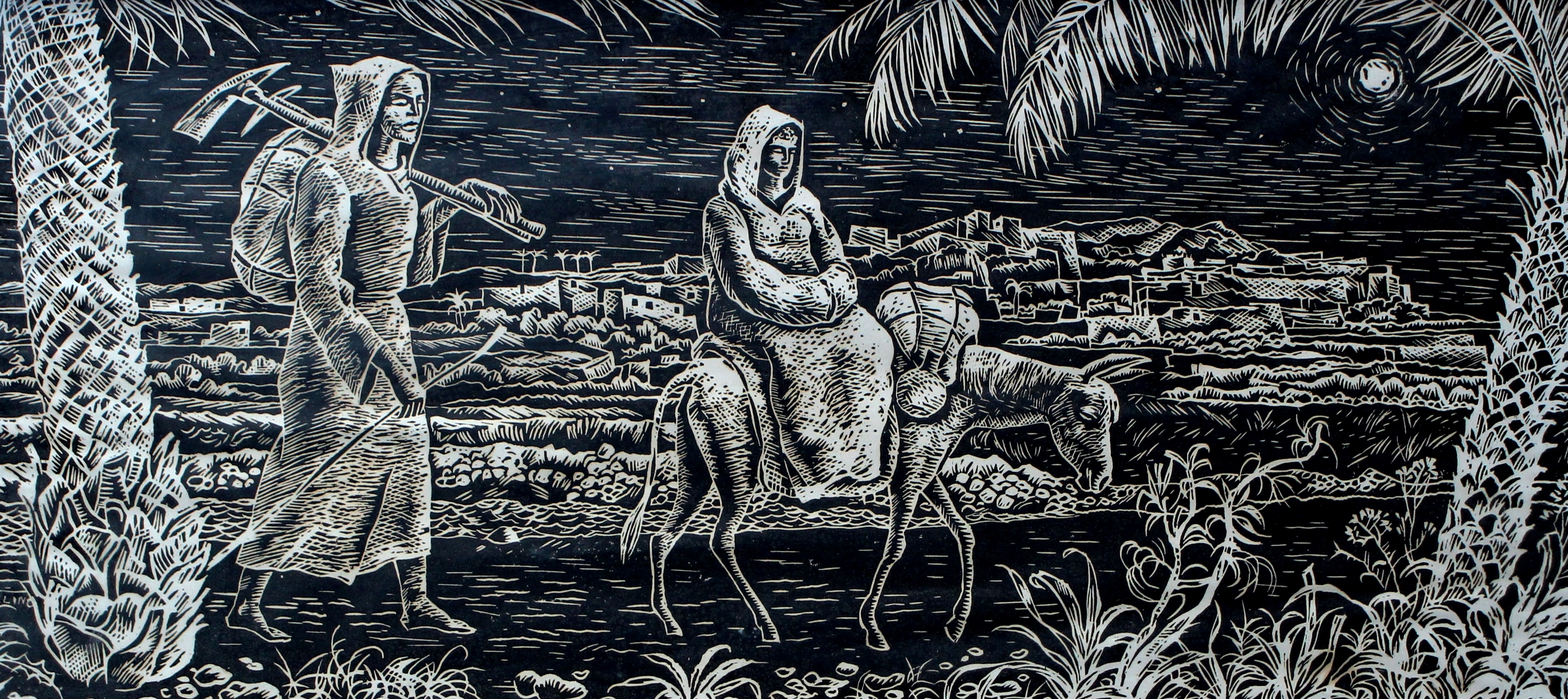 Herman Bieling - ingelijste houtsnede: Kerstmis 1940 kopen? Bied vanaf 55!