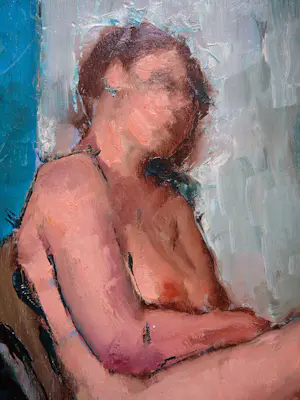 Niet of onleesbaar gesigneerd - Naakt op een stoel -olieverf- kopen? Bied vanaf 1!