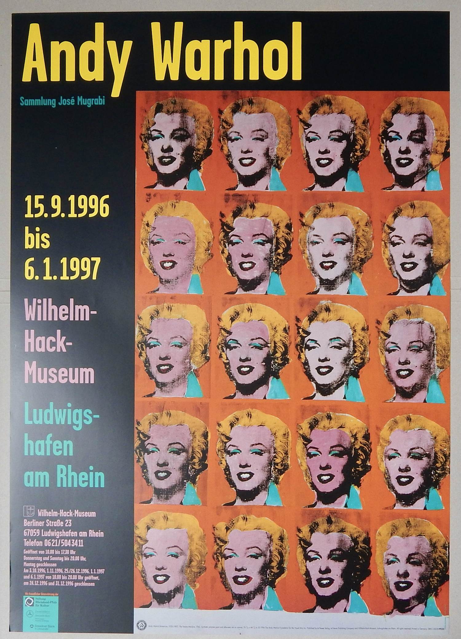 Buy Andy Warhol - Marilyn Twenty Times Ausstellungsplakat Ludwigshafen 1996? Bid from 60!