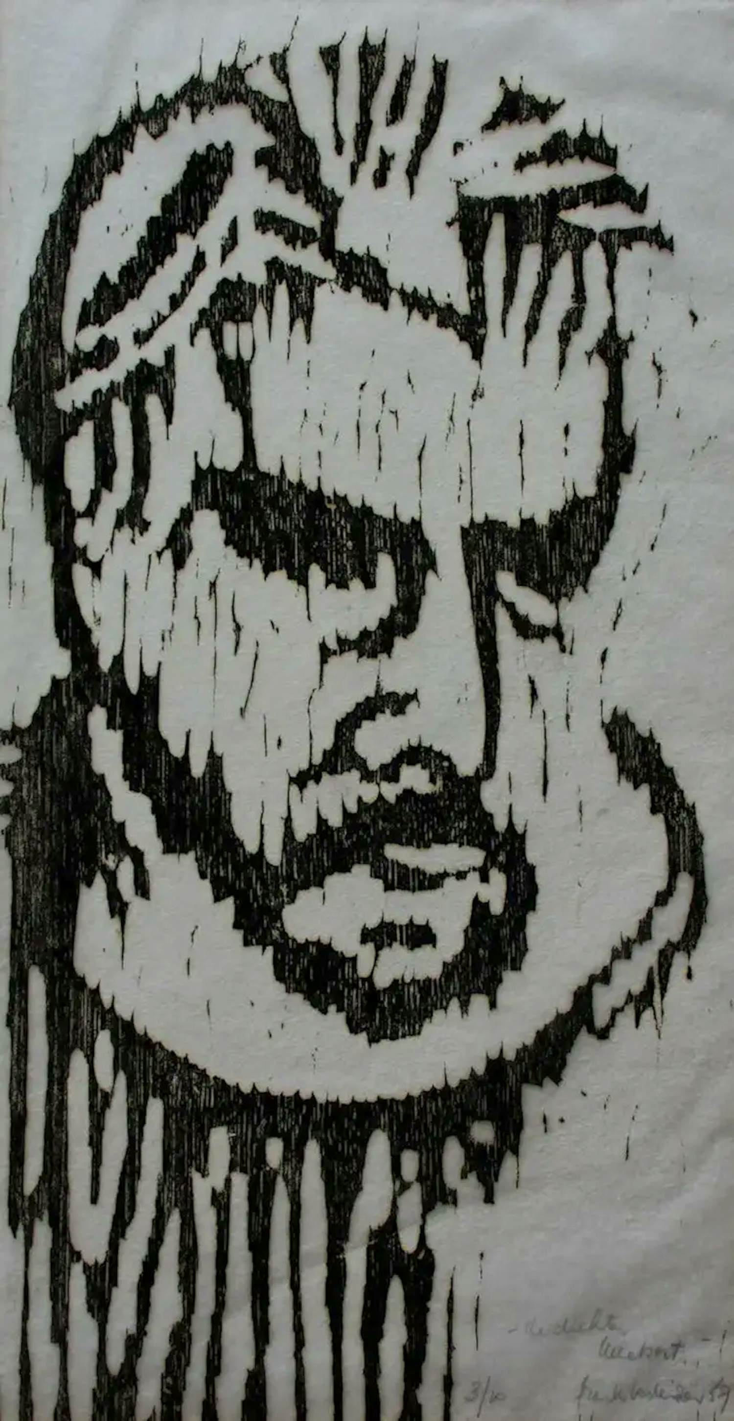 Frank Lodeizen - Houtsnede: de dichter Lucebert - 1957 kopen? Bied vanaf 100!