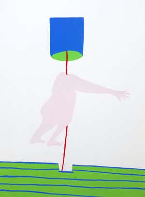 Ad Gerritsen - Man zonder hoofd doorspiest door een lamp… Of zoiets. verkocht voor € 35!